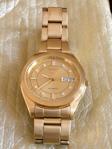 Reloj Seiko 5 Original, Baño En Oro