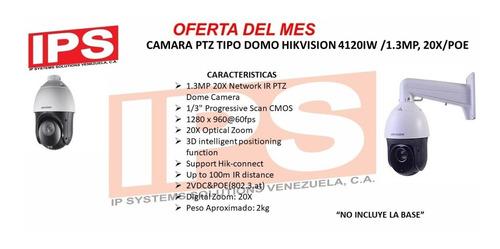 Camara Ptz Tipo Domo Hikvision iw /1.3mp, 20x/poe Leer