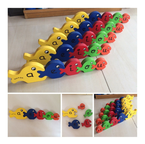 Juego Didactico Rompecabezas Peces Con Vocales, En Mdf.