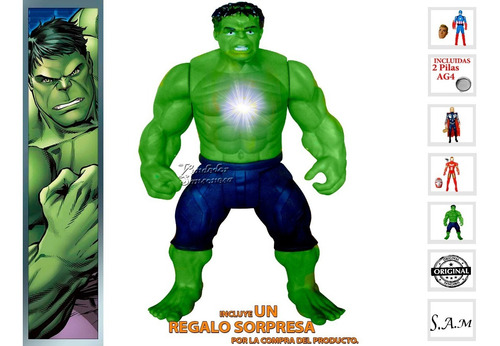 Muñecos Avengers Vengadores Con Luz Hulk Thor Y Otros