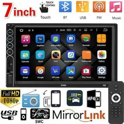 Reproductor Música Carro Radio Estéreo 7'' 2 Din Bluetooth