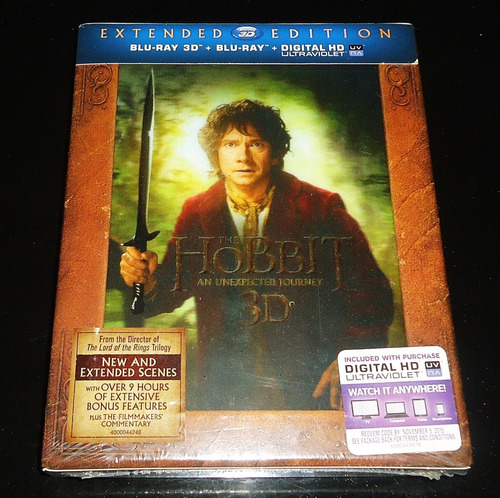 The Hobbit An Unexpected Journey 5 Discos 3d Bluray Original