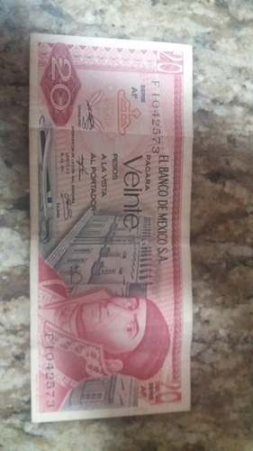 Billete Antiguo 20 Pesos De Mexico 18 Julio  Serie Af