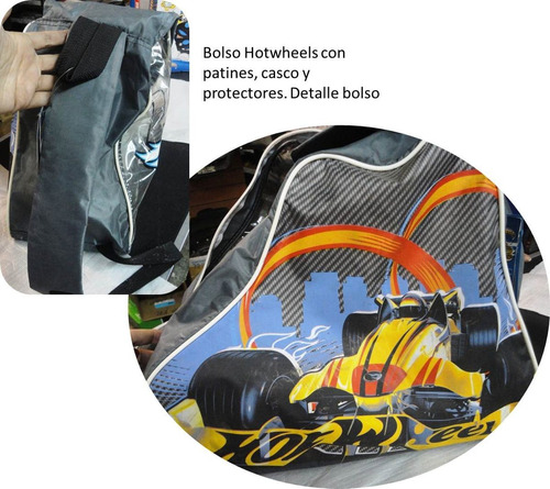 Combo: Bolso Con Patines, Casco Y Protectores Hotwheels