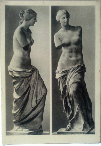 Postal Antigua Bco. Y Negro Venus De Milo - Museo Del Louvre