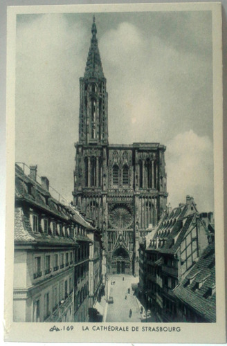 Postal Antigua Blanco Y Negro La Cathedrale De Strasbourg