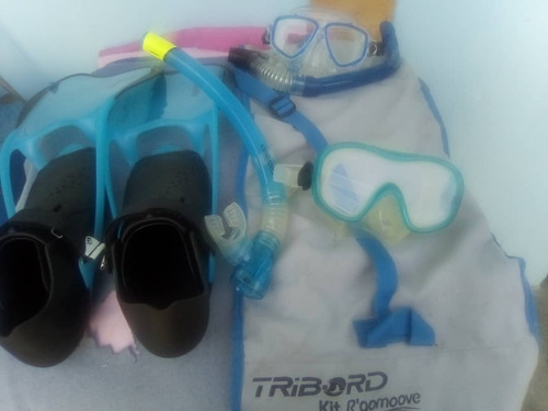 Kit Buceo Careta, Snorquel Y Chapaletas Talla  Triboar