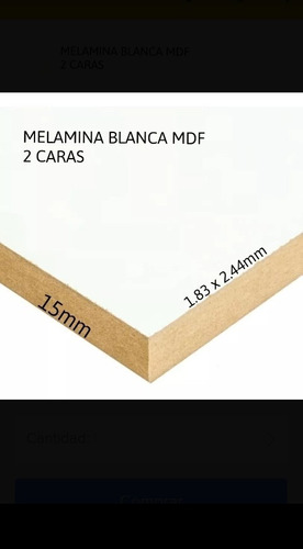 Melamina En Mdf Blanco 2 Caras De 15mm