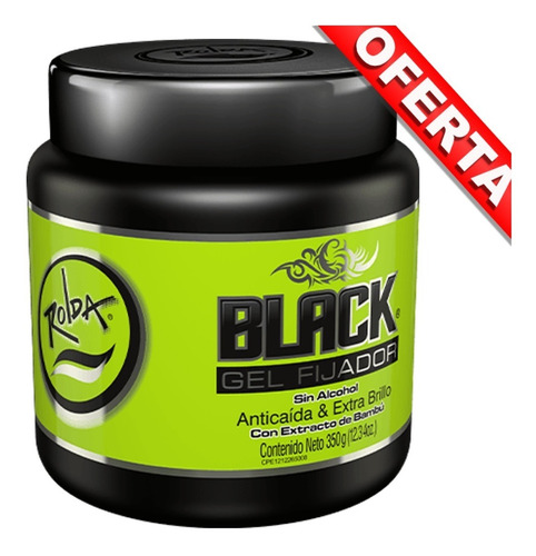Rolda Black Gelatina Negra Gel Fijador 350g (2 Pack)
