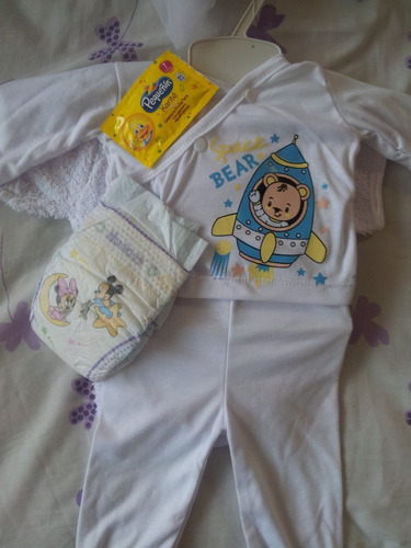 Set 8 Piezas Bebe Monito Franela Bata Baño Talla 0 A 3