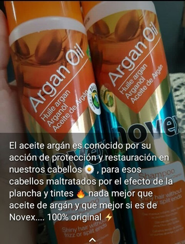 Shampoo Novex Argan Oil & Acondicionador 300ml/10.1oz