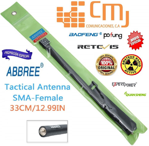 Antena Tactica Abbree Dual Band Uhf-vhf 10w 3db Sma Baofeng