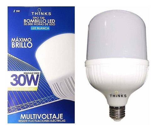 Bombillo Industrial Led 30w Multivoltaje Luz Blanca E40 E27