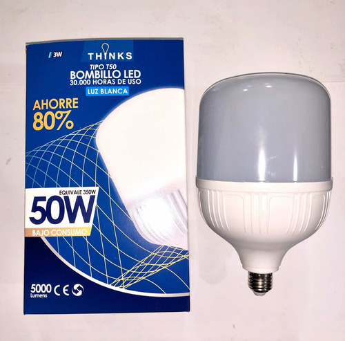 Bombillo Industrial Led 50w Multivoltaje Luz Blanca E40 E27