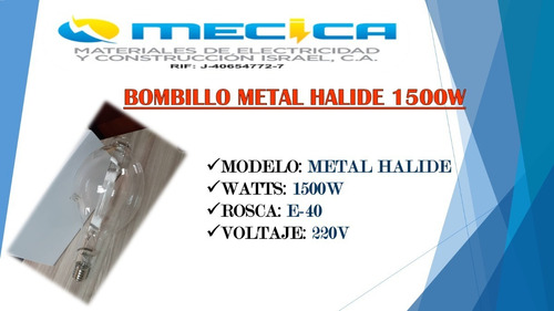 Bombillo Metal Halide Ovoide w Ev Tipo Americano