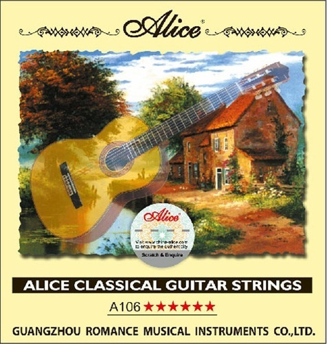 Juego De Cuerdas Alice A106 Guitarra Acústica Ó Clásica