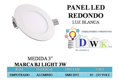 Lampara Panel Led 3w Empotrar