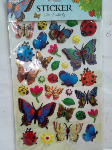 90 Mariposas Coquitos Etiquetas Calcomanías Stickers Oferta