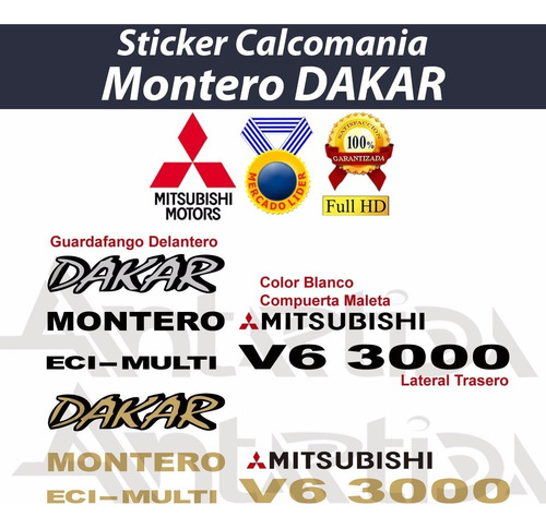 Calcomania Kit 7 Stickers Mitsubishi Montero Dakar R10