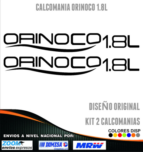 Calcomania Orinoco 1.8l Rotuladas, Precio En La Descripcion