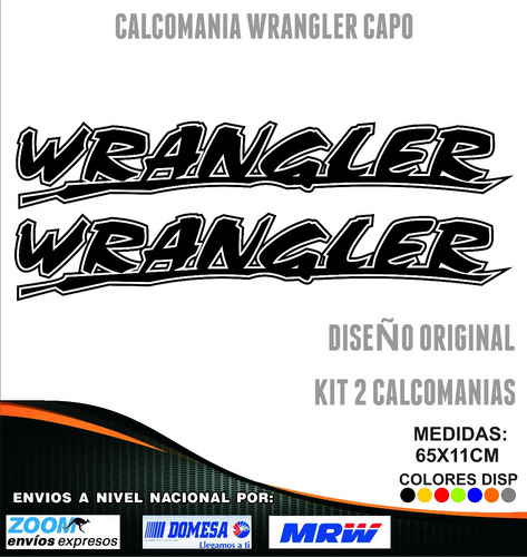 Calcomania Wrangler Para Capó Rotuladas. Alta Calidad