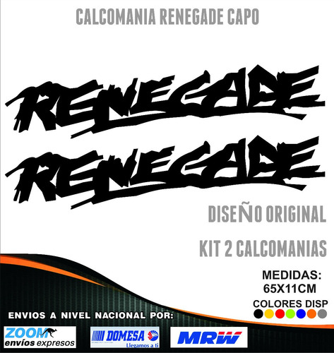 Calcomanias Renegade Para Capo. Kit De 2 Unidades