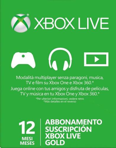 Xbox Live Gold Membresia 12 Meses Multiregión