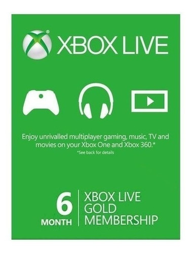 Xbox Live Gold One Membresia Global 6 Meses Codigo Digital