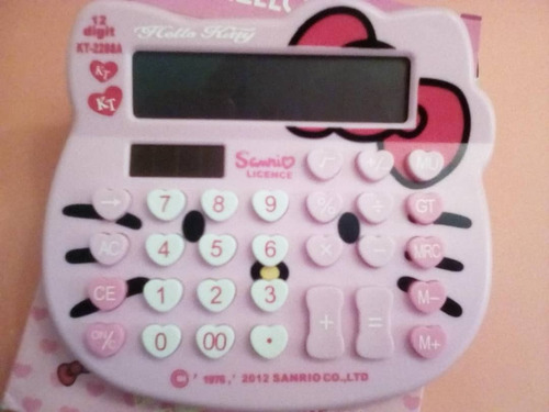 Calculadora Hello Kitty Sanrio 12 Dígitos De Luz Solar.
