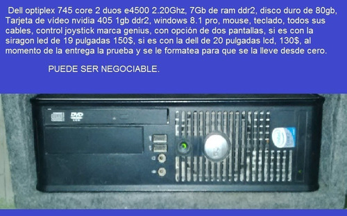Computadora Core 2 Duos Dell Optiplex 745