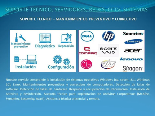 Servicio Tecnico Computadoras, Servidores, Redes, Cctv