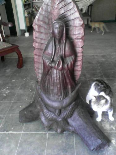 Talla Escultura Virgen De Guadalupe En Madera