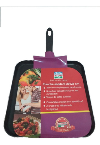 Plancha Asadora Lisa Cuadrada Antiaherente 28x28cmalfa Hogar