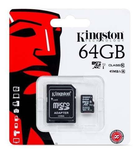 Memoria Micro Sd 64 Gb Kingston Clase 10 Original Tienda