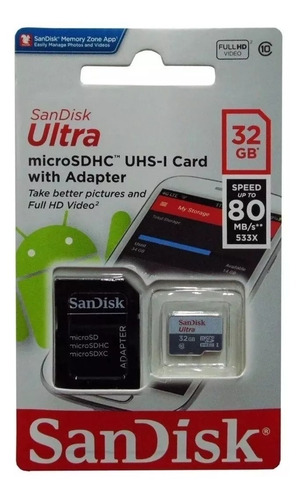 Memoria Micro Sd Hc Sandisk 32gb Clase 10 Original