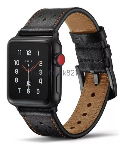 Correa Para Apple Watch Cuero Color Negro mm