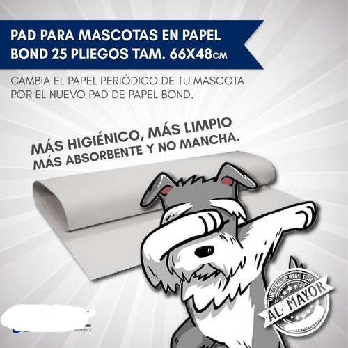 Pad De Papel Bond 48x66 Paq X 25 Para Tu Mascota