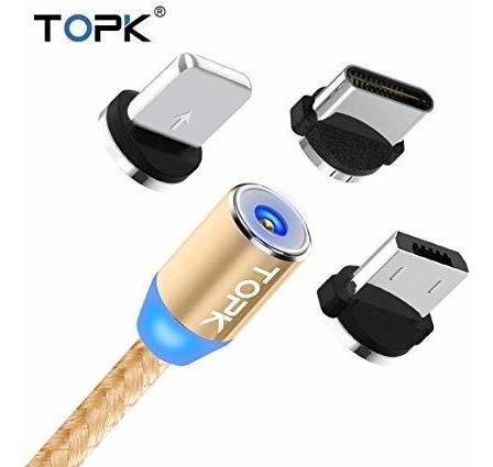 Cable De Carga Magnético 3 Pines Original Topk
