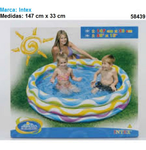 Piscina Para Niños Inflable 3 Aros 147cm X 33 Cm Intex