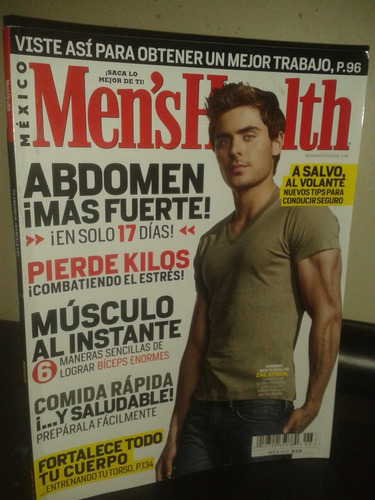 Revista Zac Efron Mens Health Mexico Año 19 #6 Gym Fitness