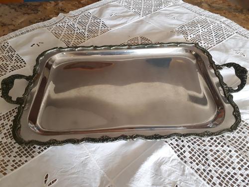 Bandeja Rectangular En Silver Plated Con Bordes De Plata