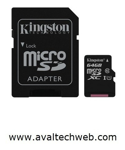 Kingston 64gb Microsdxc Canvas Select 80r Cl10 Uhs-i Card +