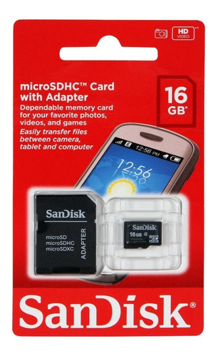 Memoria Micro Sd 16gb Sandisk Clase 4 Original 7 Verde