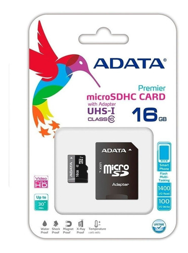 Memoria Micro Sd Adata 16 Gb 80 Mb/s Full Hd Original