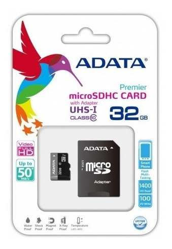 Memoria Micro Sd Adata 32 Gb Clase 10 Sdhc En Su Blister