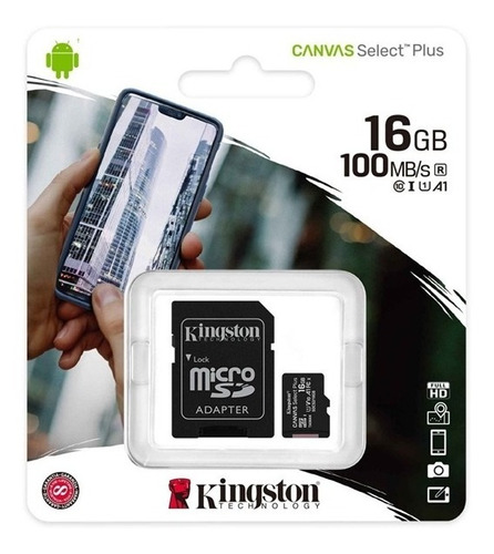 Memoria Micro Sd Kingston 16 Gb Original 100mb/s Clase 10