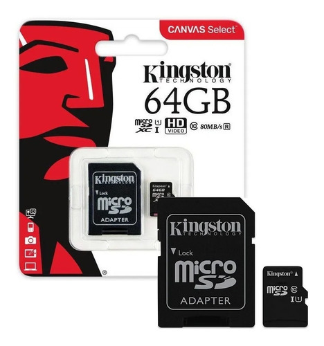 Memoria Micro Sd Kingston 64gb Clase 10 Original Certificada