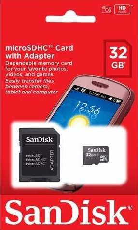 Memoria Micro Sd Sandisk 32gb Mas Adptador 10verde