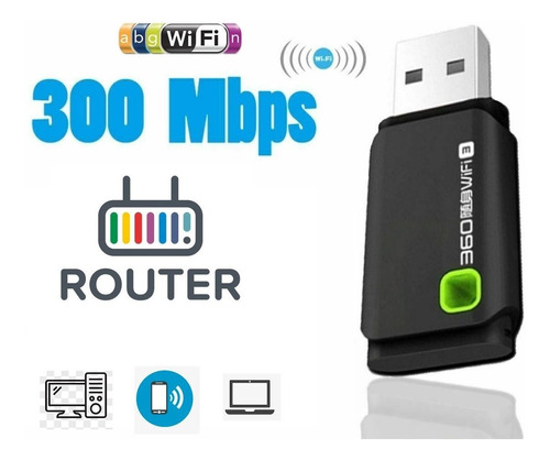 Usb Wifi 360 + Router Mini Inalambrico 300 Mbps Wireless
