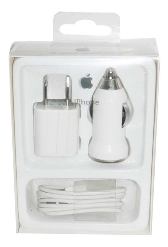 2cargador Cable Cargador Carro Apple iPhone 5/6 3 En 1 Pack